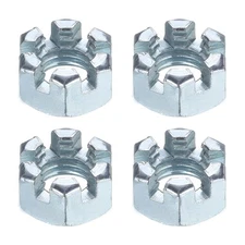 3/8"-16 Hexagon Slotted Nut, Grade 6.8 Carbon Steel Hex Nuts, Silver, 4Pcs