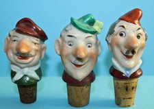 Lustige Gesellen / 3 Porzellan Ausgie&szlig;er / Schnapsnase / Pourer  Verseur Bouchon