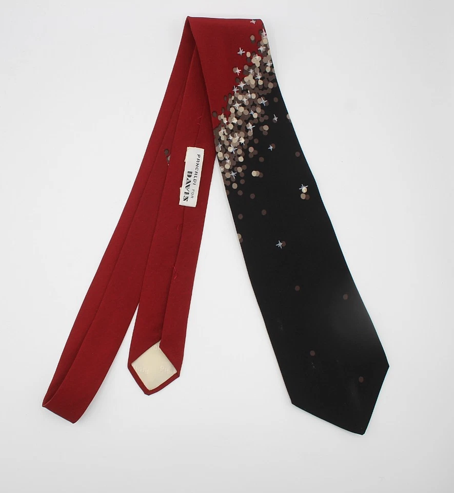 Corbata de seda Pancaldi para Davis hecha en Italia parcela de punto rojo negro vintage 54x3,25 Foto 2 de 4