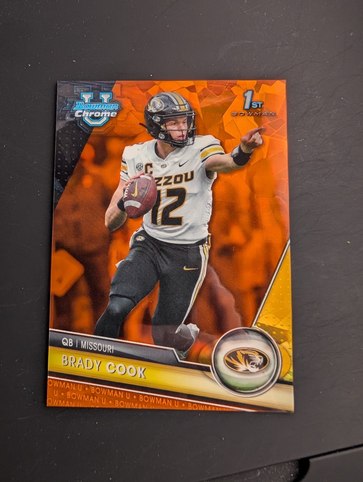 Brady Cook Sapphire Orange /25 2023 Bowman Chrome U University Missouri Tigers
