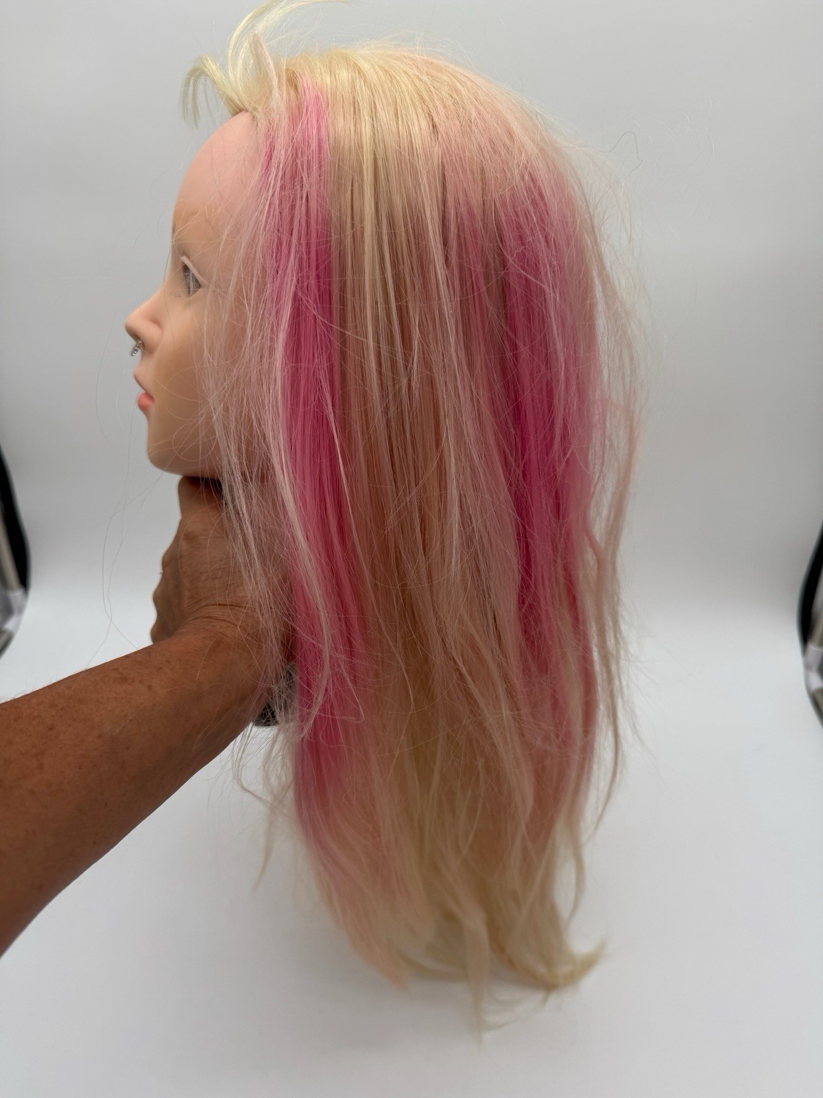 Cosmetology Training Styling Female Mannequin Head 18" Blonde Hair Clamp Stand