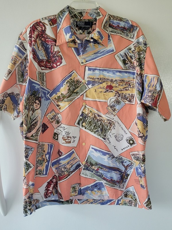 Vintage Men's Polo By Ralph Lauren 100% Cotton Hawaiian Button Down Shirt XL?