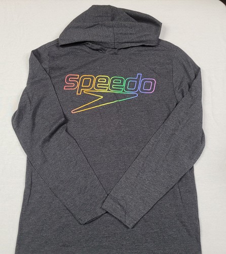 Speedo Adult Unisex Logo Black Long Sleeve Hooded Tee Size M