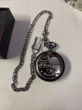 Pocket Watch with Chain TO My DAD Never Forget that I Love you Forever NEW 771