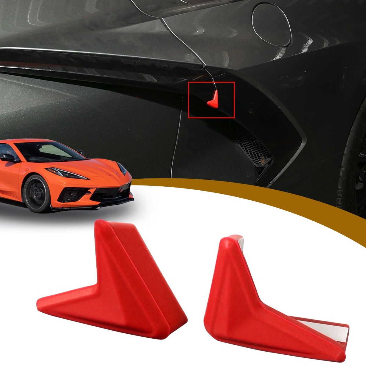 Red Silicone Pad Door Edge Guard Protector Anti-collision For Corvette C8 2020+