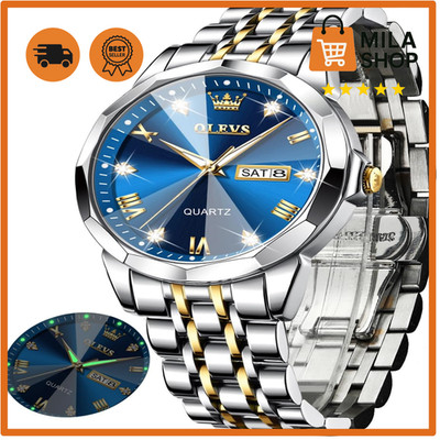 Herrenuhr Edelstahl Diamant Business Luminous 2 Farben Quarz Datum wasserdicht