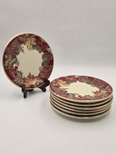 Set Of 7 F. Giorgi Crimson Wreath Ceramica Di...