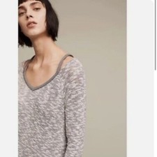 Anthropologie Saturday Sunday Gray Knit Sweater Tunic Dress Cold Shoulder sz S