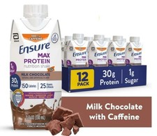 Ensure Max Protein Shake Chocolate with Caffeine 30g Protein 11 oz Each 12 Pack