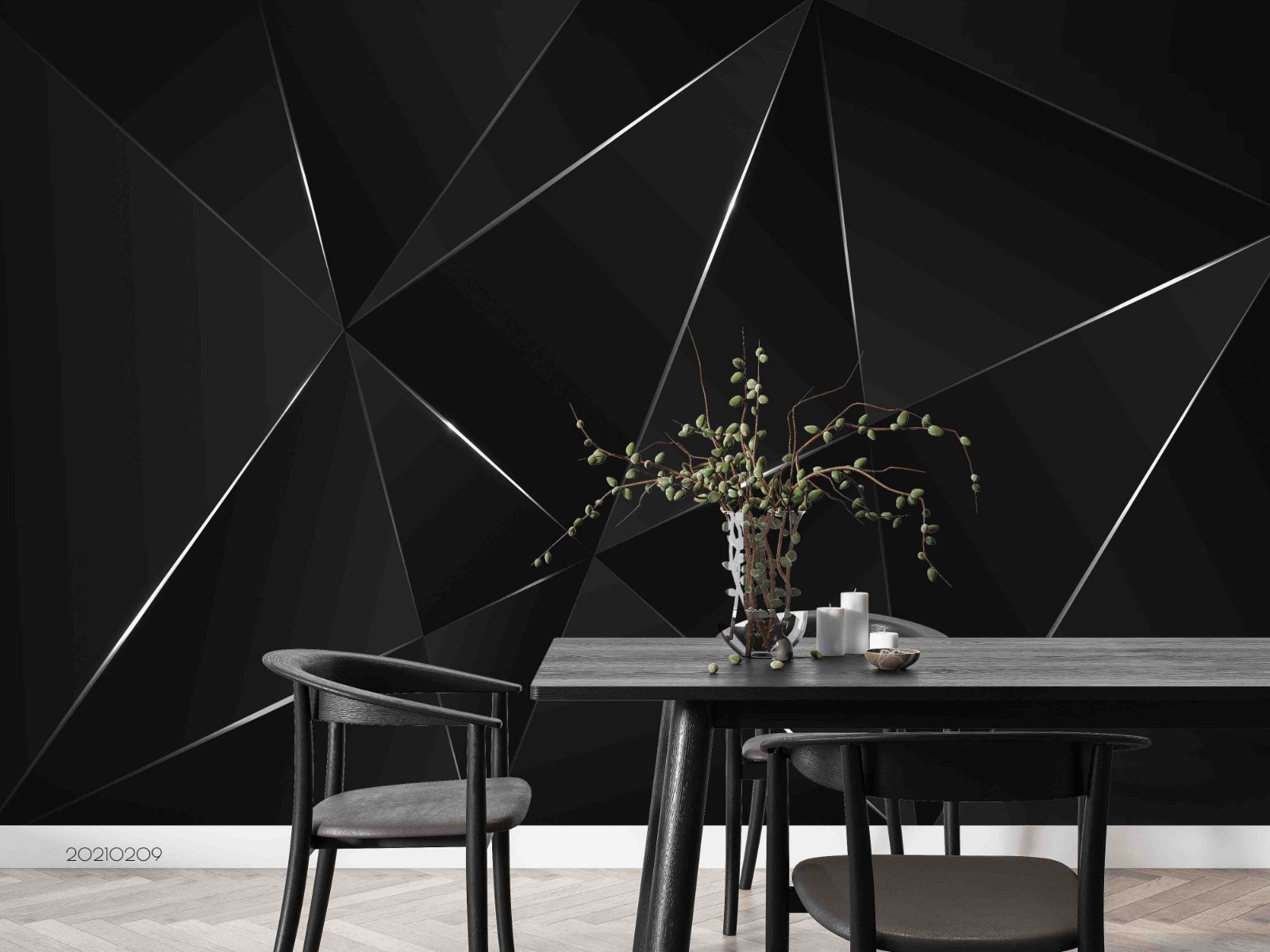 3D Black Geometric Marble Wall Murals Wallpaper Murals Wall Sticker