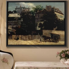 Vintage Oil Painting Canvas Print Wall Art Decor City Horses Animal Cart Artwork