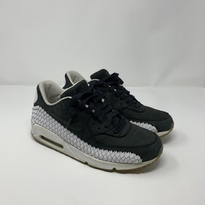 Nike Air Max 90 Woven Shoes Mens Size 8 Black White Leather Low Top Sneakers