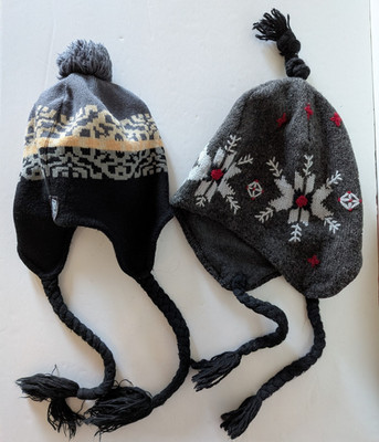 Lot Of 2 Women's Peruvian-Style Chullo Hat Sherpa Lined Earflap Winter Warmer S