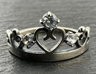 Vintage Sterling Silver 925 Cubic Zirconia Crown Band Ring