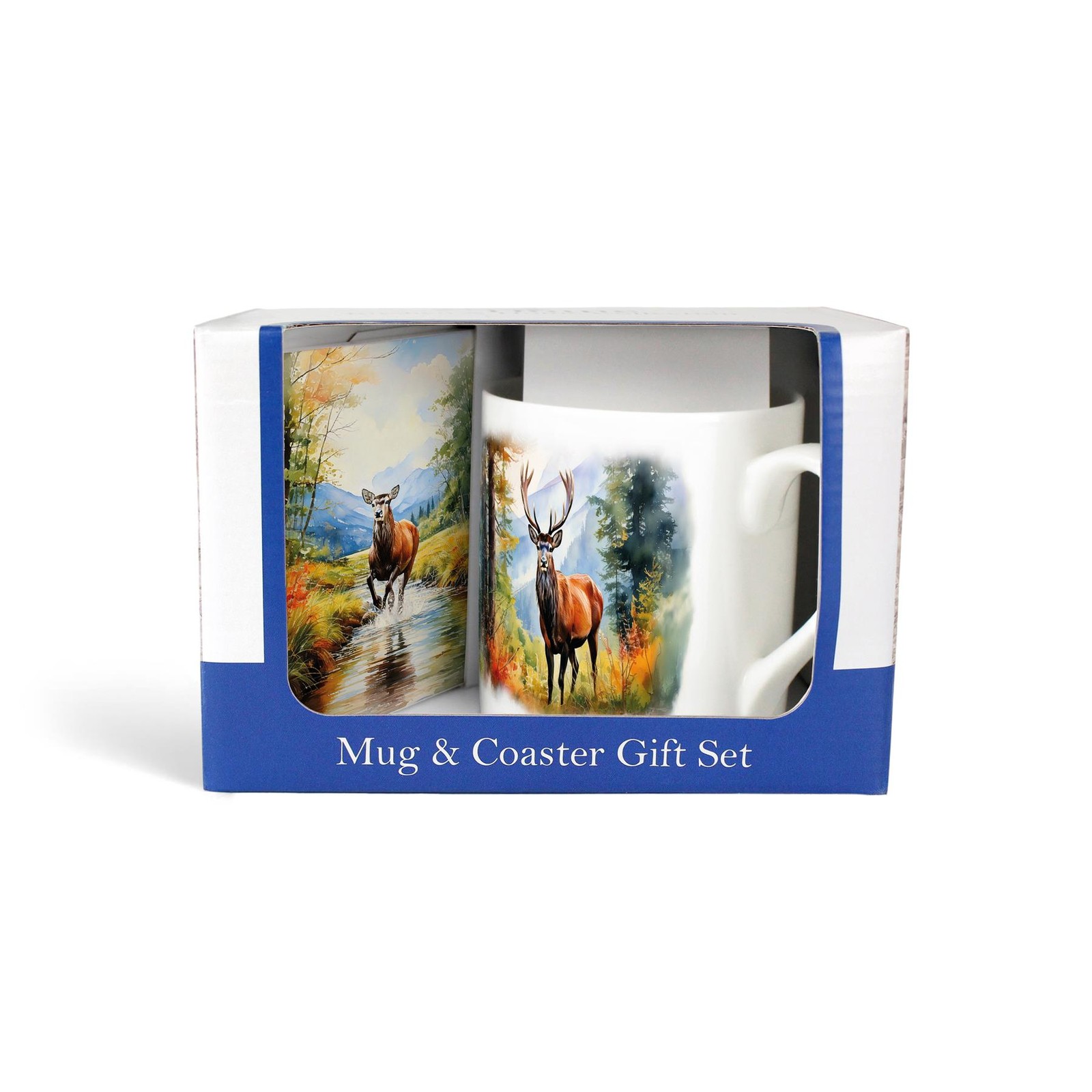Majestic Stag Mug & Coaster Set - Rural Game Animals Countryside Gifts