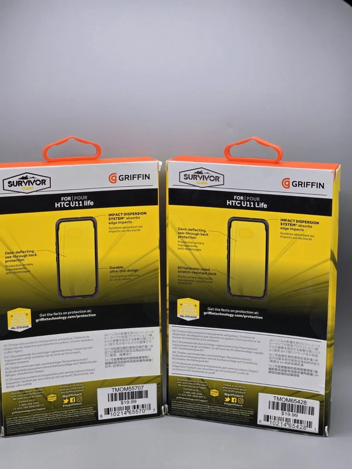 Lot Of 2 HTC U11 Life Case – Griffin Survivor Clear Slim Protective Case - Image 2 of 4