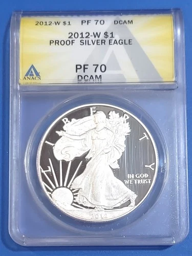 2012W American Silver Eagle ANACS PF70 Deep Cameo Mirror Finish Proof