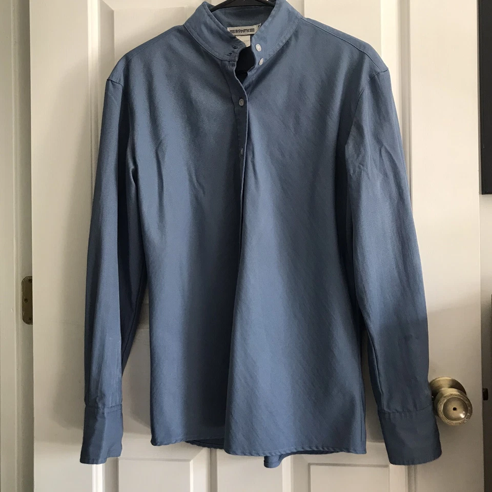 RoMFH Long Sleeve Blue Equestrian Shirt Button Up Women’s Size 40 - Image 2 of 4