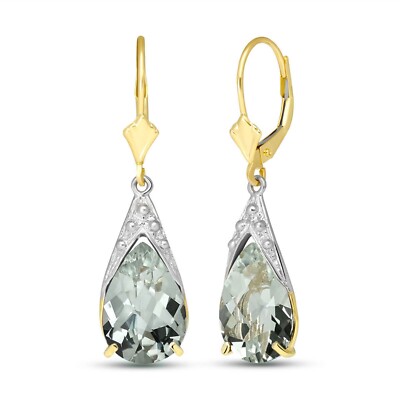 14K.GOLD LEVERBACK OHRRING MIT NATÜRLICHEM GRÜNEN AMETHYST