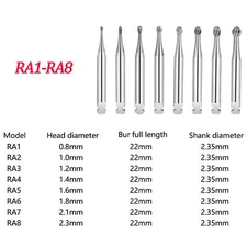 Dental lab Clinic Low Speed RA Round Carbide Burs for Slow Speed Latch RA1-RA8