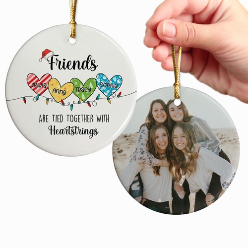 Custom Besties Christmas Ornament Friends Are Tied Together with Heartstrings