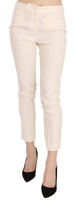 L'AUTRE CHOSE Pants Viscose White Mid Waist Skinny Cropped IT42/US8/M RRP $400