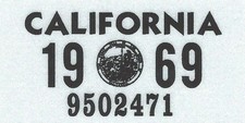 California 1969 Vinyl Sticker Repo Tab For Vintage License Car-truck-motorcycle California 1969 Vinyl Sticker Repo Tab For Vintage License Car-truck-motorcycle