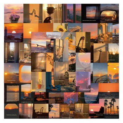 50pcs SUNSET Stickers, Cloudy Sky, Water Bottle Laptop No Residue Sticker, #229