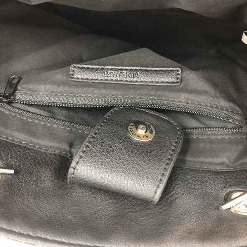 Nine West große schwarze Beuteltasche Schultertasche Kette Doppelgriff Organizer Büro - Bild 7 von 18