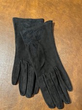 Ladies 100 Silk Lined Suede Leather Gloves Black NWOT Size 7.5 Made in Italy