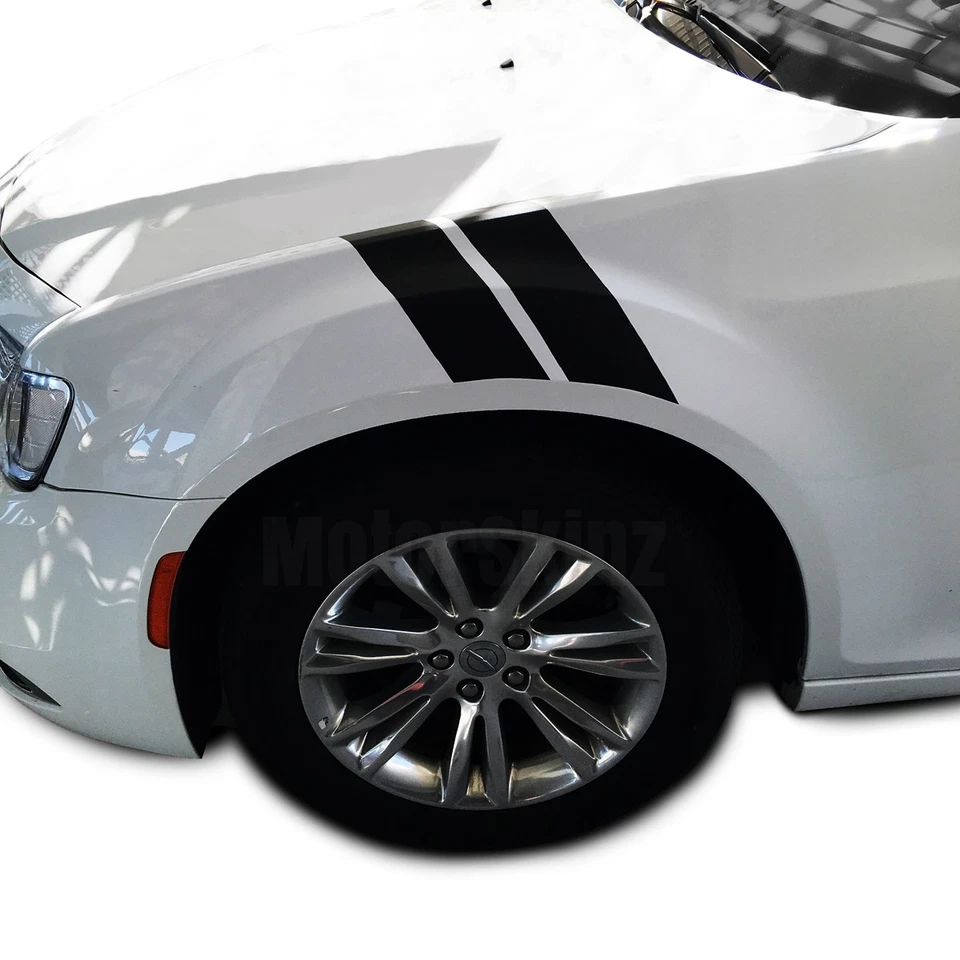 Superposición de calcomanía de vinilo Fender Racing rayas hachís para Chrysler 300 300C 2011-2018 Foto 3 de 4