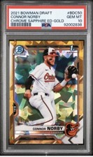 2021 Bowman Draft  Sapphire Connor Norby  Gold Refractor /15 PSA 10 GEM MT POP 1