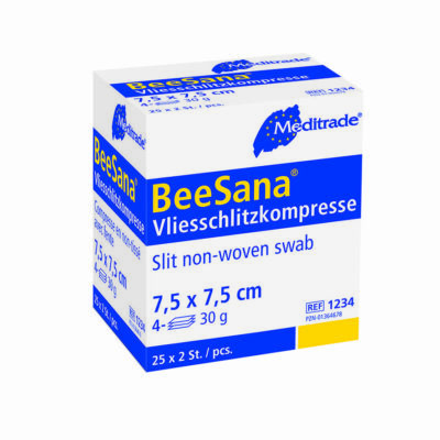 Meditrade BeeSana  Vliesschlitzkompressen 7,5 x 7,5 cm einfach steril 25x2 St.