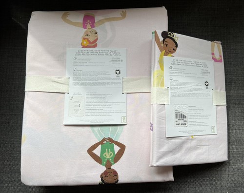 NUOVO piumone matrimoniale rosa Pottery Barn bambini biologico BALLET POSITIONS con finta standard - Foto 4 di 6