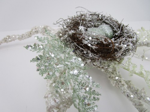 Christmas Iced Bird Nest Eggs Branch Tree, Winter, Display Decor 21-21.5" - Picture 5 of 6