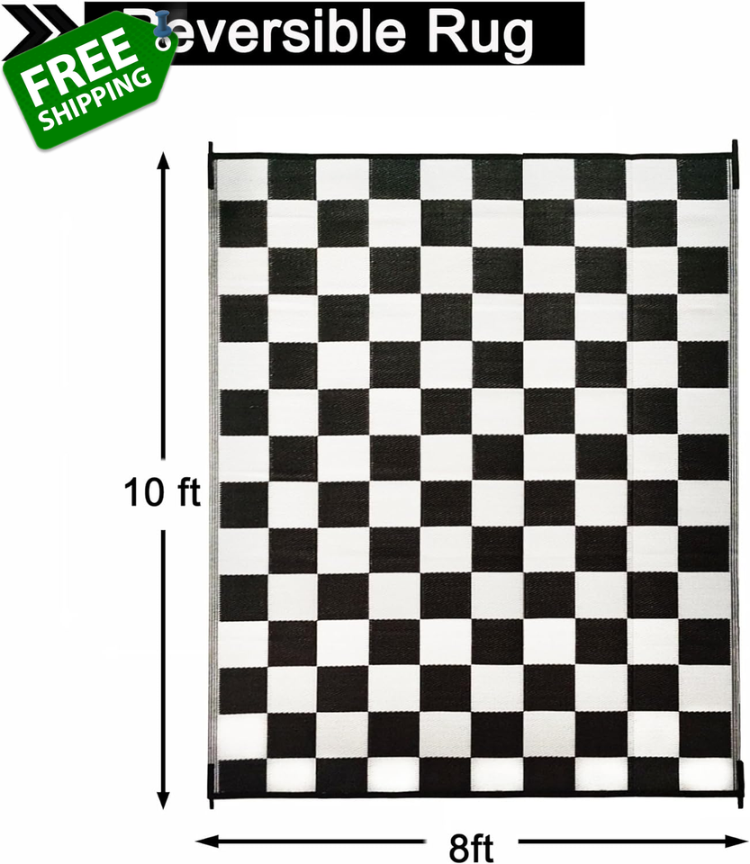 Outdoor Rug 8'X10' for Patios Clearance,Waterproof Indoor Outdoor Mats