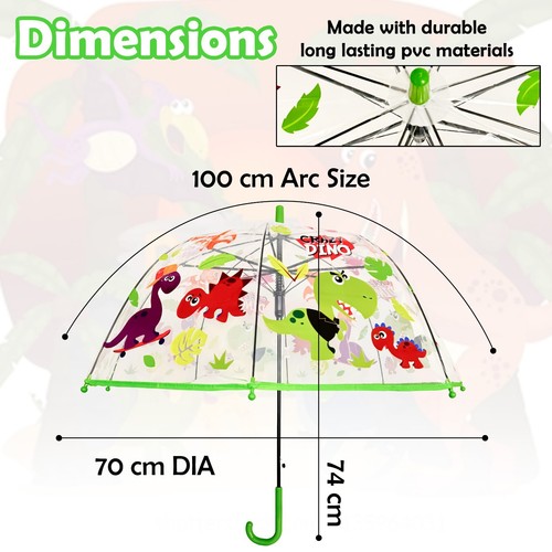 Licensed Brolly, Bubble Dome Umbrella, Windproof Bell Umbrella Kids for 3-7 Yrs - Picture 55 of 97