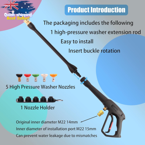 2000PSI Pressure Washer Gun w/Jet Wand & 5 Nozzles for Karcher Ryobi Powerstroke - Picture 6 of 12