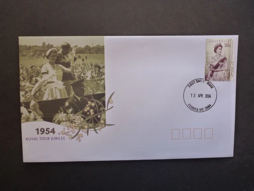 QUEEN'S ROYAL TOUR OF AUSTRALIA 50th ANNIV 2004 FDC POSTMARKED- ECHUCA, VIC
