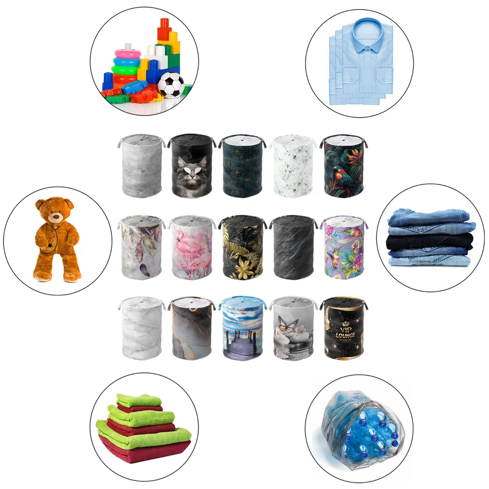 WÄSCHEKORB MIT DECKEL WÄSCHESACK WÄSCHESAMMLER AUFBEWAHRUNG KORB SACK BOX - Bild 2 von 2