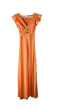 Vintage 70s Womens Small Frilly Flounce Empire Floral Gown Dress Fairy Baby