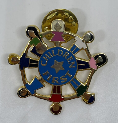 CHILDREN FIRST PIN Holding Hands Around The World Education Kids Star ...