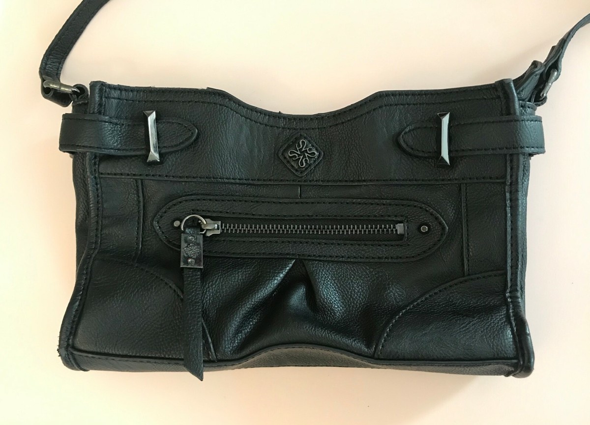 Simply Vera Vera Wang Black Crossbody Bag Purse Faux Leather Pockets  Adjustable | eBay