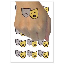 Acting Comedy Drama Masks Theater Carnival Temporary Tattoo Water Resistant Set
