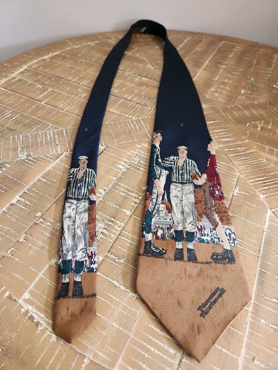 Vintage 1994 Norman Rockwell Football Coin Flip Men’s Neck Tie View 2