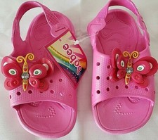 Baby Toddler Girl Sandals Shoes Size 6 Fuchsia Pink With Butterflies Brand New