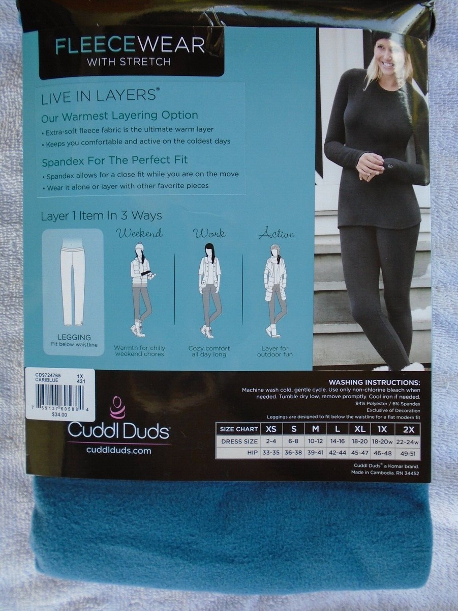 NWT Women's Cuddl Duds Warm Layers Fleecewear with Stretch Legging