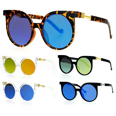SA106 Womens Trendy Runway Lens 80's Thick Plastic Cat Eye Flat Sunglasses