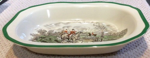 Fox Hunt Hunting SpodeMedium Rectangular Vegetable Bowl Gone Away - Picture 2 of 5