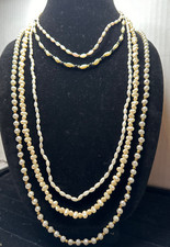 Five Freshwater Pearl Necklaces: 2 Chokers W/ Beads, 3 Long Stranded